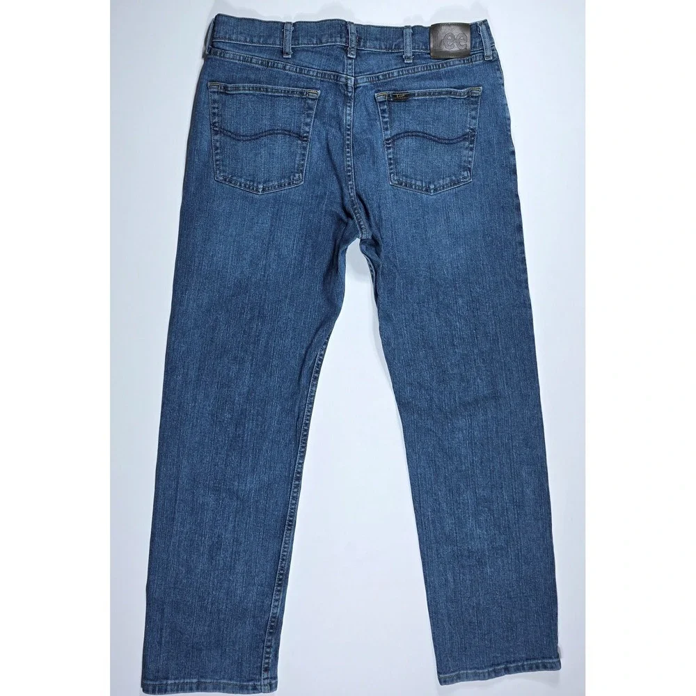 Lee Premium Select Regular Fit Mens Jeans 36x30 Blue Straight Leg Stretch Denim